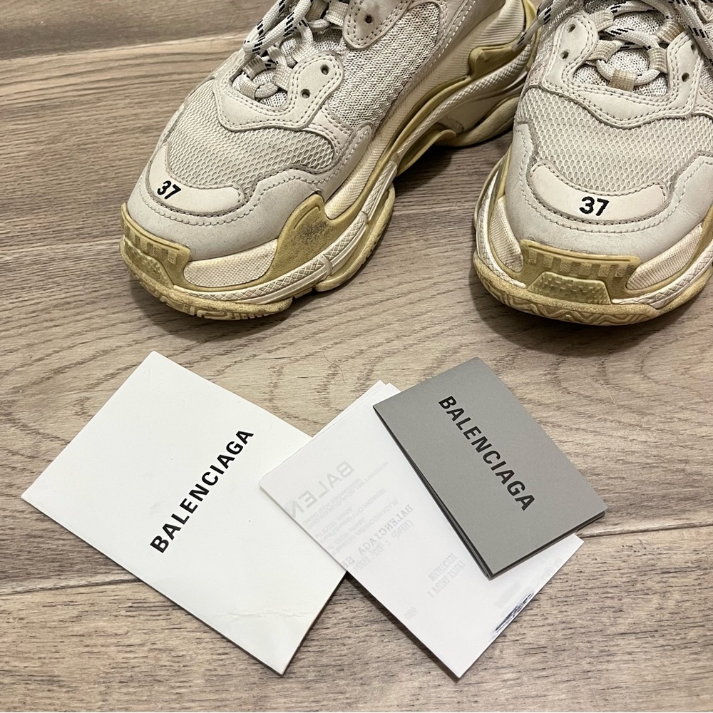 Balenciaga Triple S Chunky Sneakers in White Beige